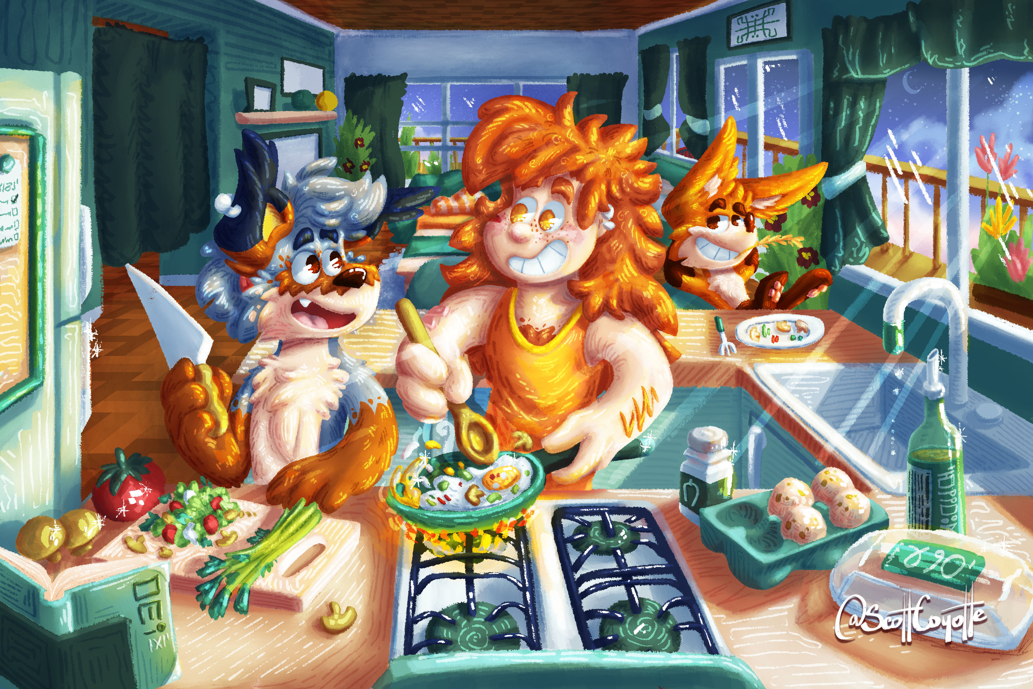 Bjørn, Ozzie & Scott are making breakfast.