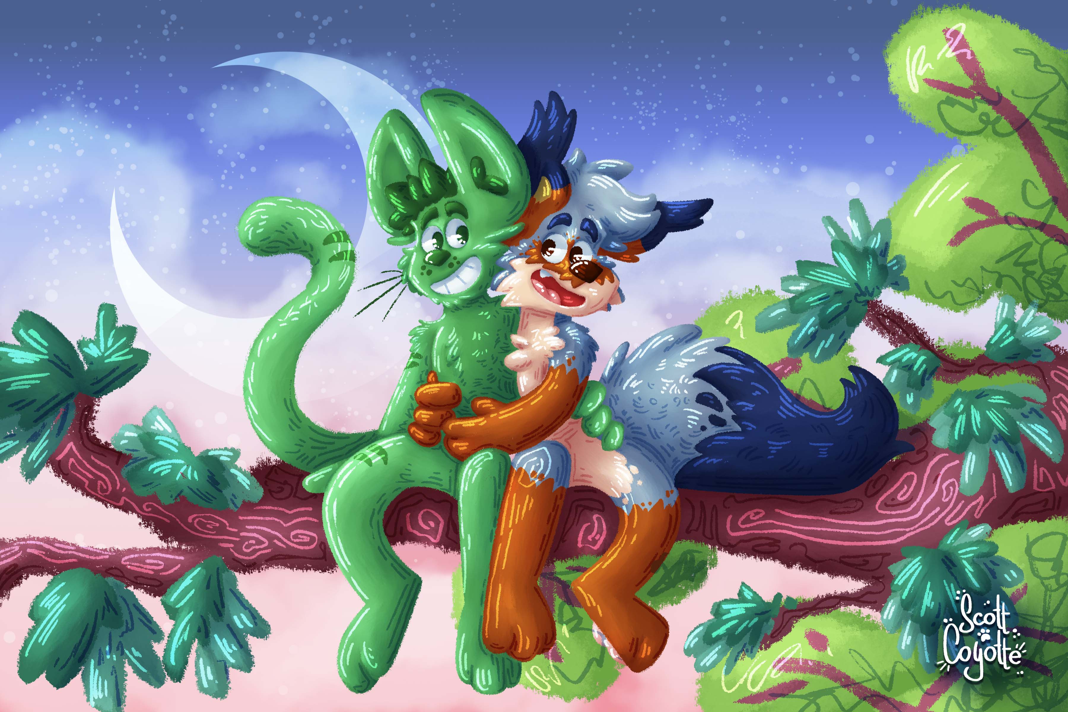 A small drawing of Scott and Somic.